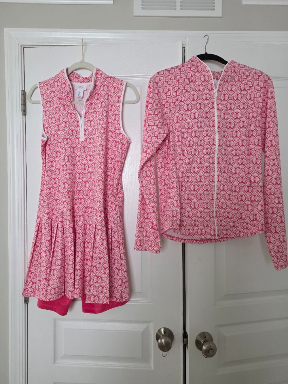 Sigrid Olsen Pink White Tennis Pickleball Dress & Jacket 2-Piece Set
